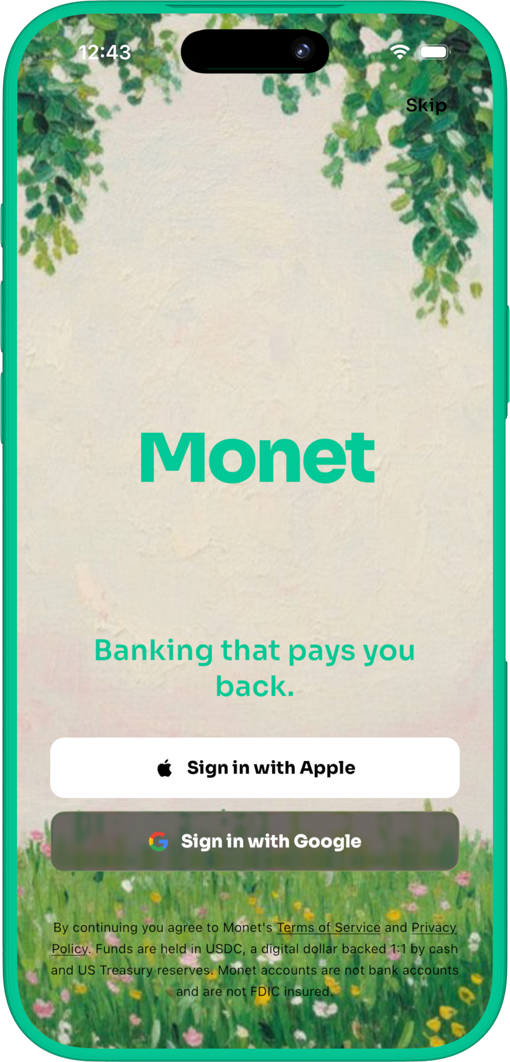 Monet sign up