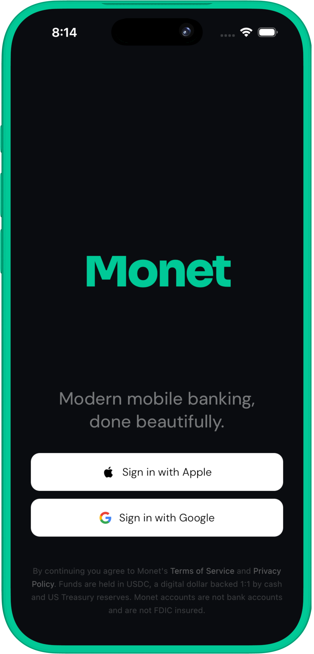 Monet sign up